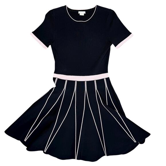 Shoshanna Tinsley Piped Pink Knit Fit-and-Flare Dress Small - Picture 5 of 13